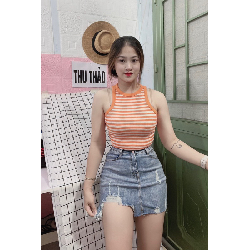 ÁO 3 LỖ SÁT NÁCH THUN GÂN SỊN SÒ DÁNG CROPTOP