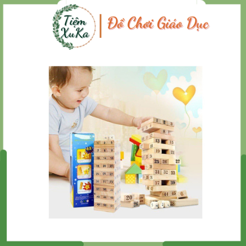 Bộ rút gỗ 51 thanh tặng kèm 01 viên xúc xắc, đồ chơi rút gỗ kích thích trí não cho trẻ