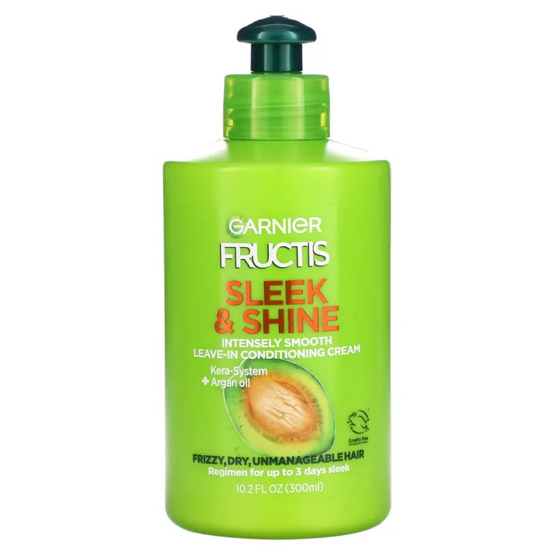 Kem dưỡng mượt tóc suôn mềm óng ả, vào nếp Garnier Fructis Sleek & Shine Intensely Smooth Leave-In Conditioning Cream US