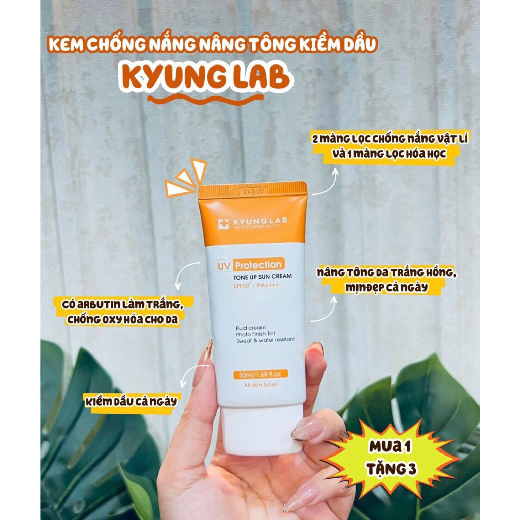 Kem chống nắng Kyunglab giúp nâng tone da trắng sáng, Kyunglab UV Protection Tone Up Sun Cream SPF50+/PA++++, cho da dầu