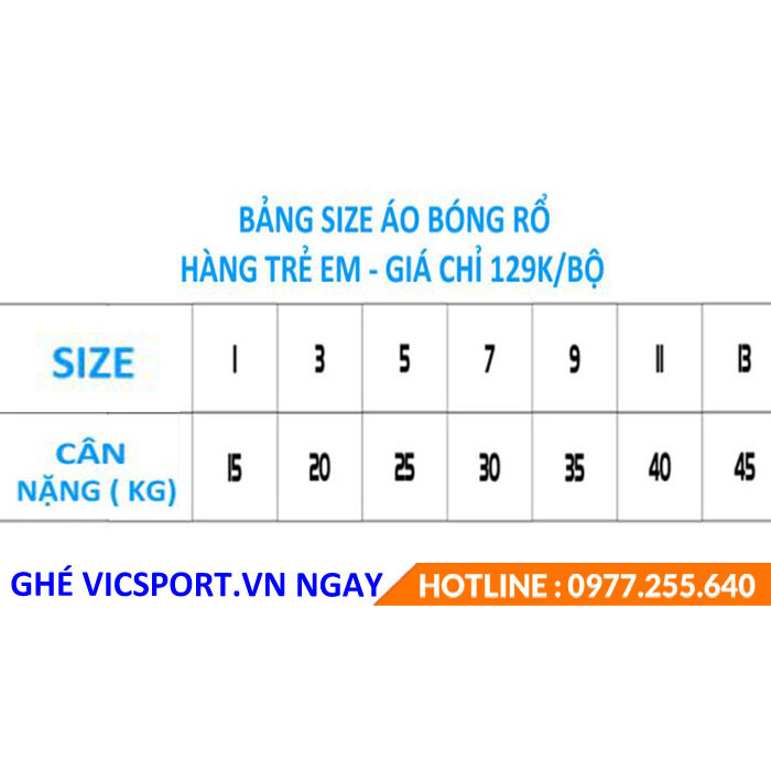 Bộ Quần Áo Bóng Rổ Trẻ Em Đủ Màu Loại 1 Cao Cấp,Thoáng Mát, Thấm Mồ Hôi - Vicsport