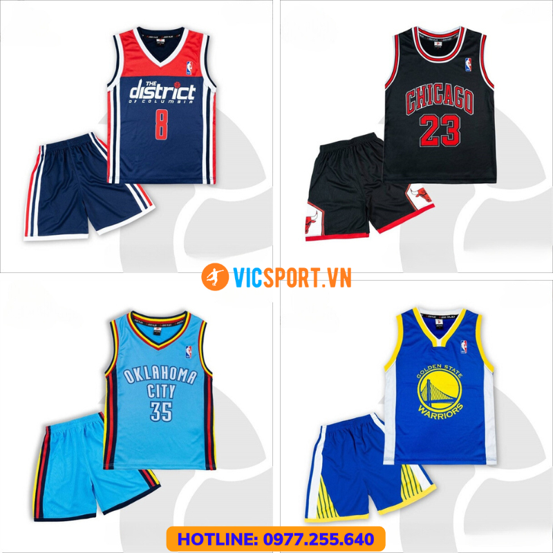 Bộ Quần Áo Bóng Rổ Trẻ Em Đủ Màu Loại 1 Cao Cấp,Thoáng Mát, Thấm Mồ Hôi - Vicsport