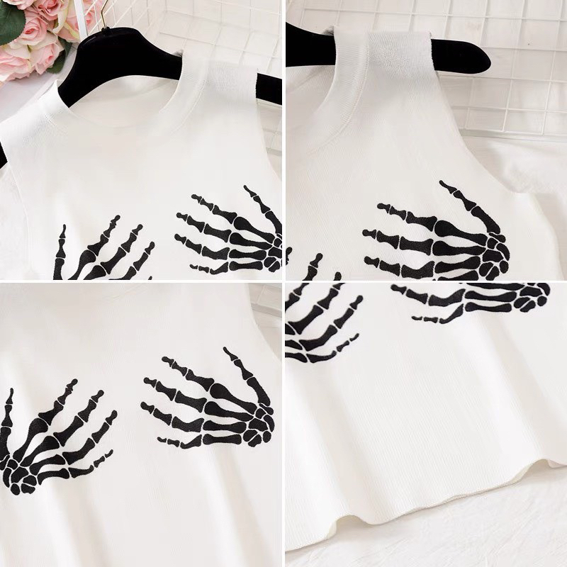 Áo Thun 3 Lỗ Croptop Sát Nách Hình Bàn Tay