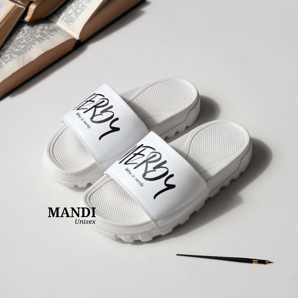 Dép quai ngang NERDY in kiểu thư pháp  dép nam nữ đế cao 4cm chống trơn trượt tốt - michi michi