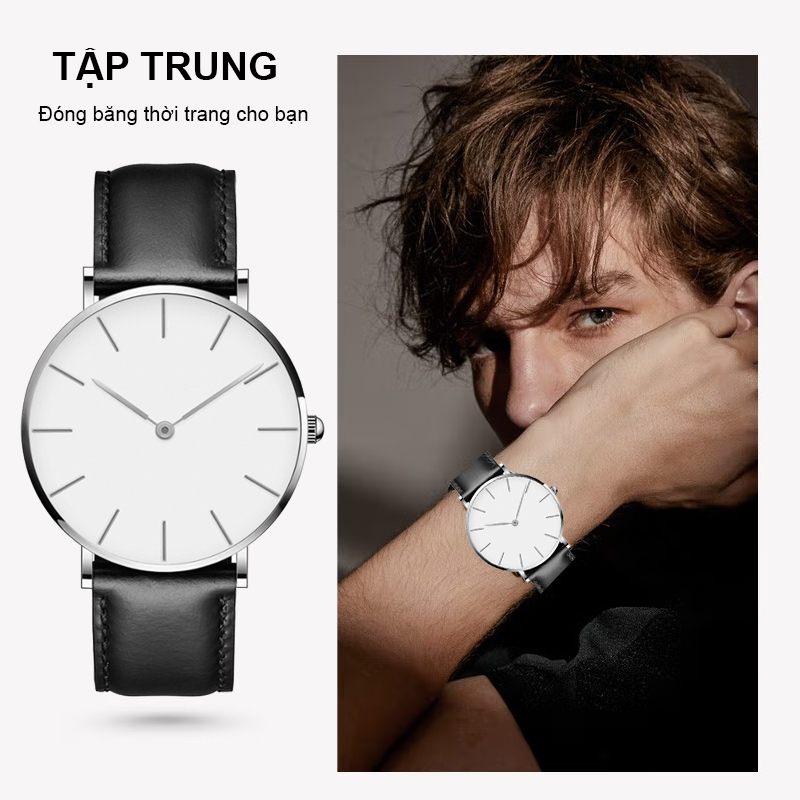 Đồng hồ nam điện tử  đồng hồ nam dây da kim chống nước chính hãng thời trang đồng hồ da quà tặ