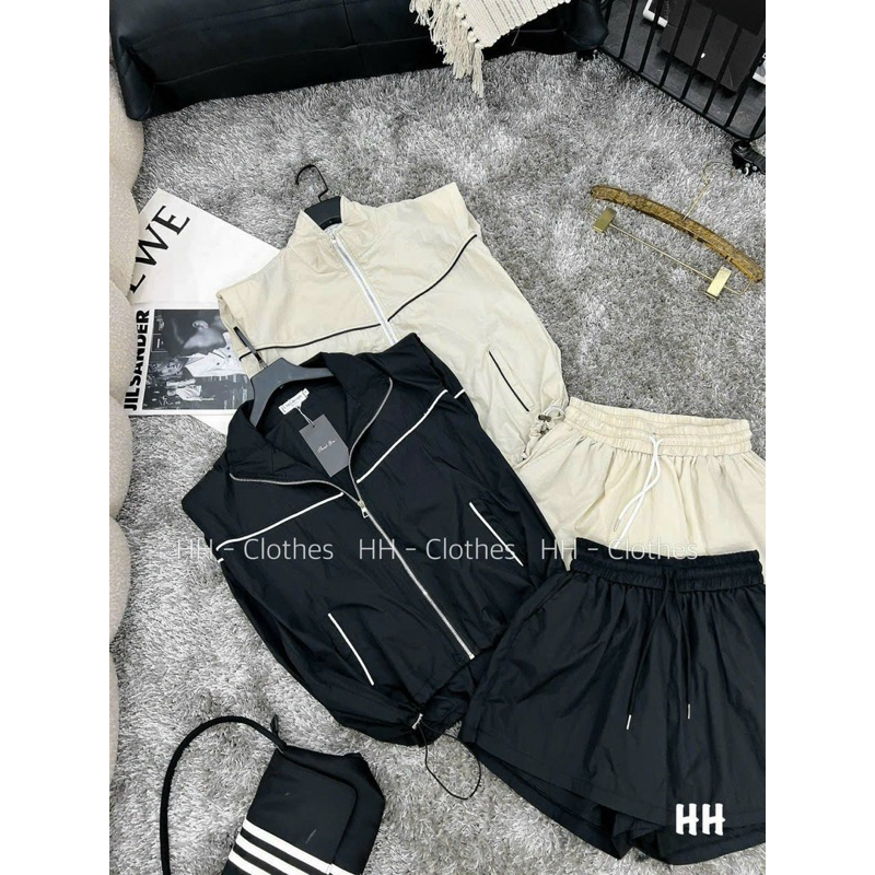 Set Bộ Thể Thao Gió Nhăn Viền Sát Nách + Quần Short Đùi