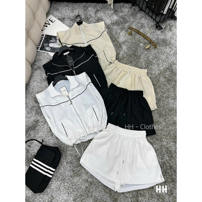 Set Bộ Thể Thao Gió Nhăn Viền Sát Nách + Quần Short Đùi