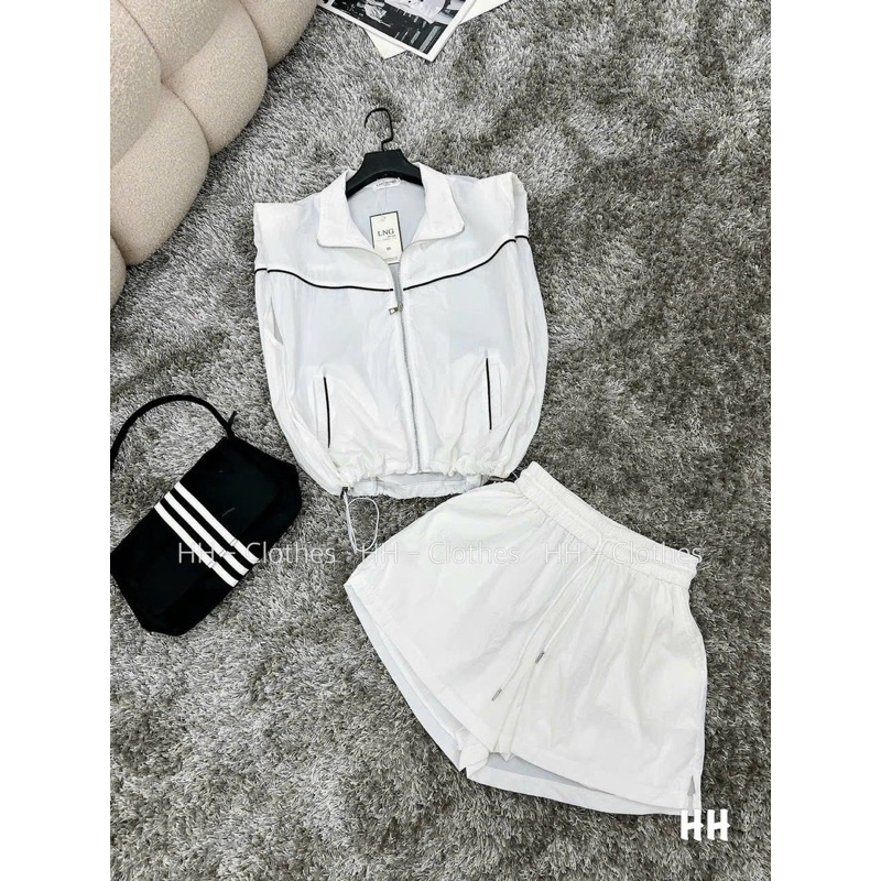 Set Bộ Thể Thao Gió Nhăn Viền Sát Nách + Quần Short Đùi