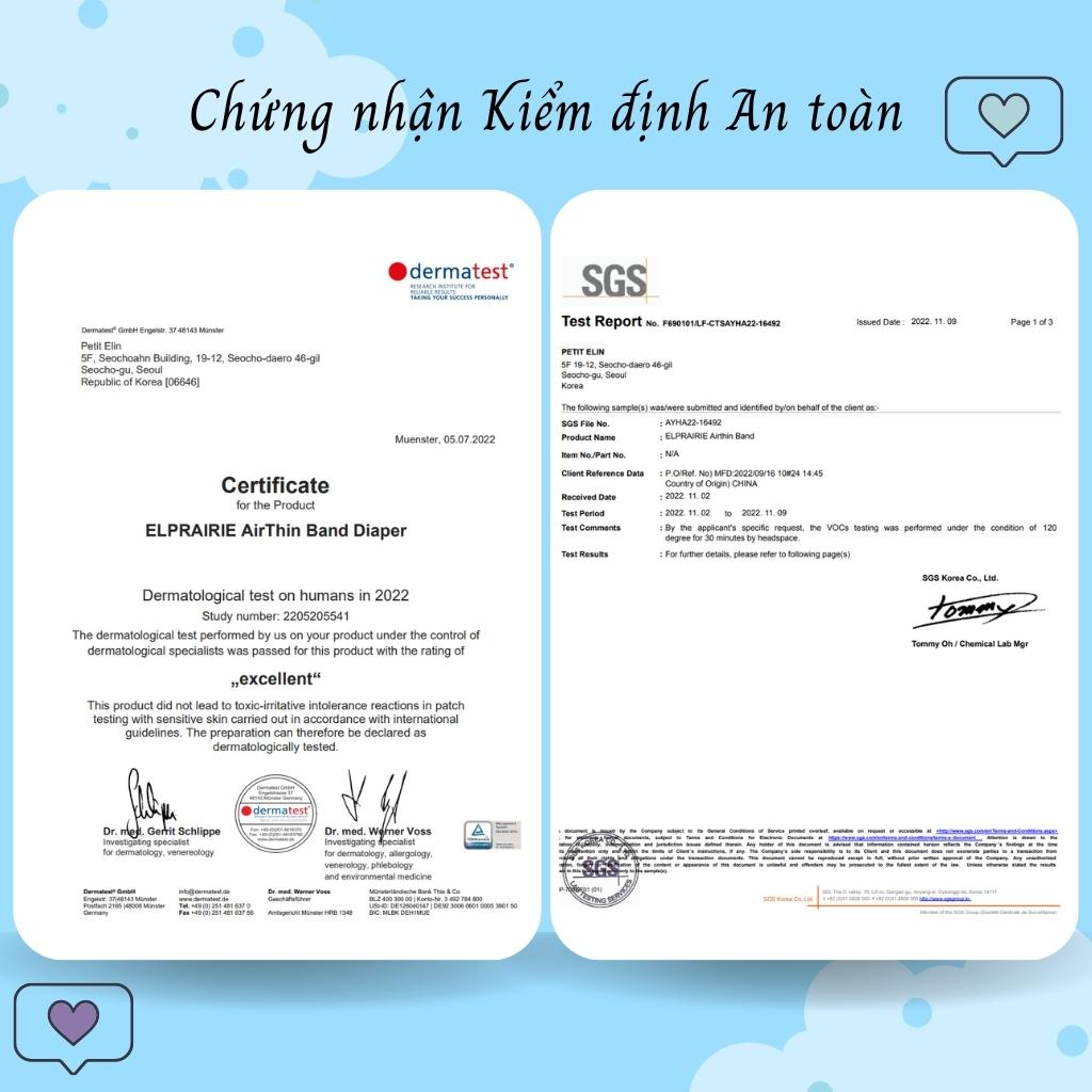 Tã/Bỉm Dán ELPRAIRIE Air Thin Nội Địa Hàn Siêu Mỏng Nhẹ Siêu Thấm Hút, Mềm Mại Chống Hăm S34/M30/L26 Cho Bé 6-14Kg