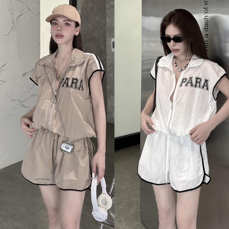 SET BỘ THỂ THAO CỘC ĐÙI CHẤT GIÓ LỤA CHỮ PARA SIÊU ĐẸP