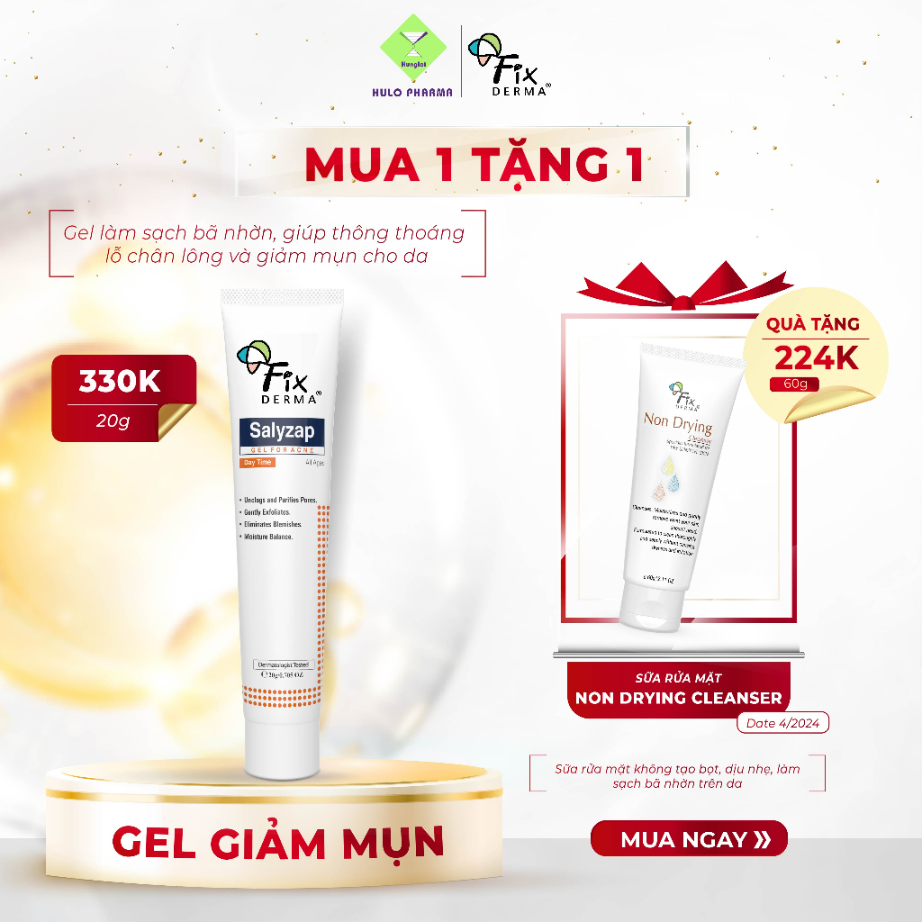 Chấm Mụn FIXDERMA Salyzap Gel For Acne Day Time Giảm Thâm Mụn, Mờ Sẹo Dành Cho Ban Ngày 20g [Hùng Lợi]