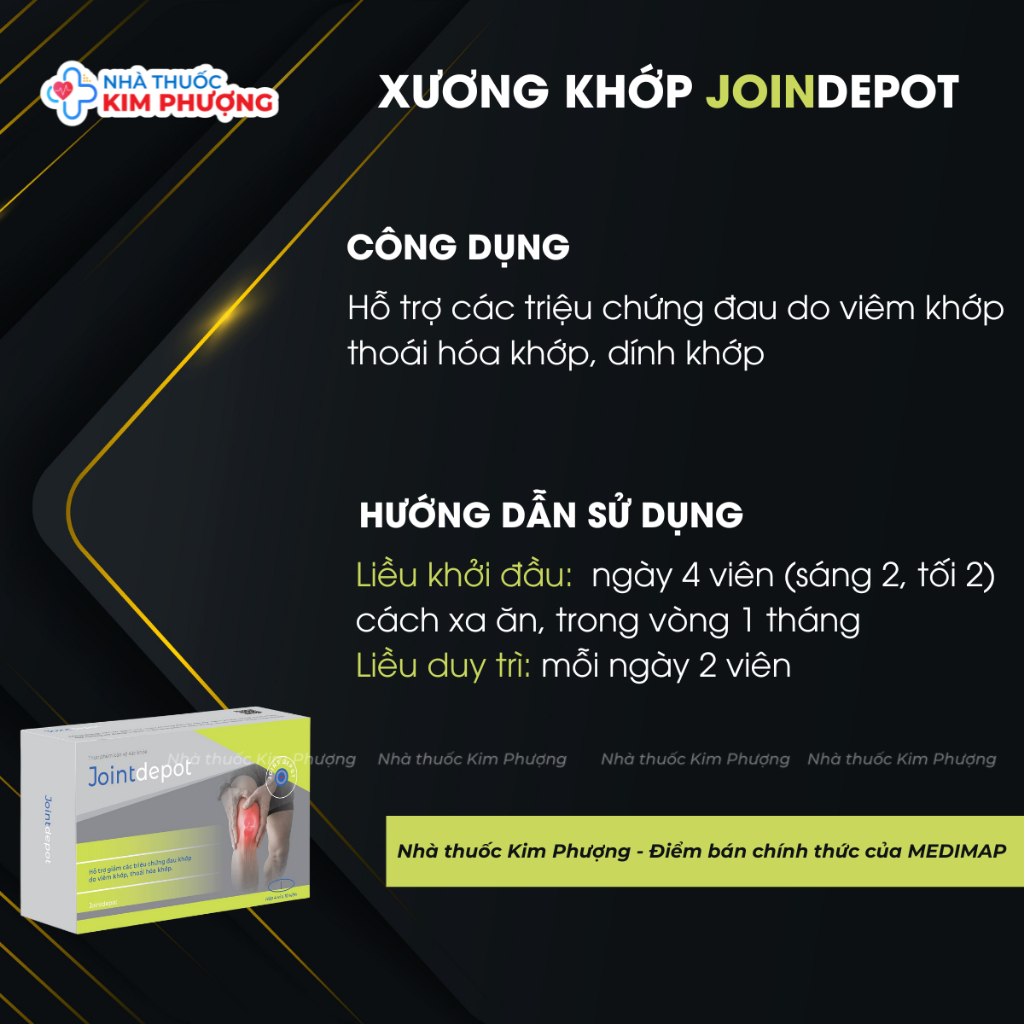 Jointdepot viên xương khớp hỗ trợ giảm đau, thoái hóa khớp - Hộp 40 viên Medimap Joint Depot