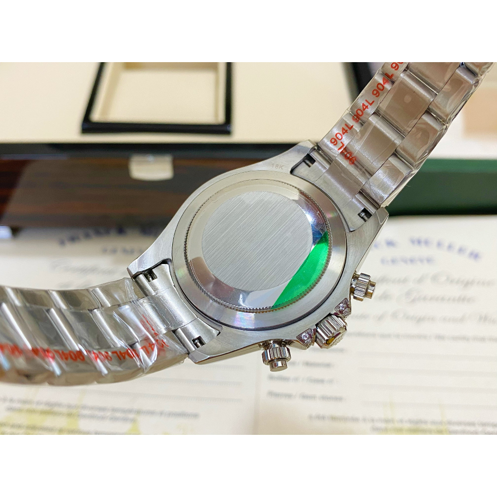 Đồng hồ Nam Rolex 6kim vành đá màu mặt đá chạy cơ máy nhật số gạch đá màu 40mm dòng cơ Automatic vỏ trắng