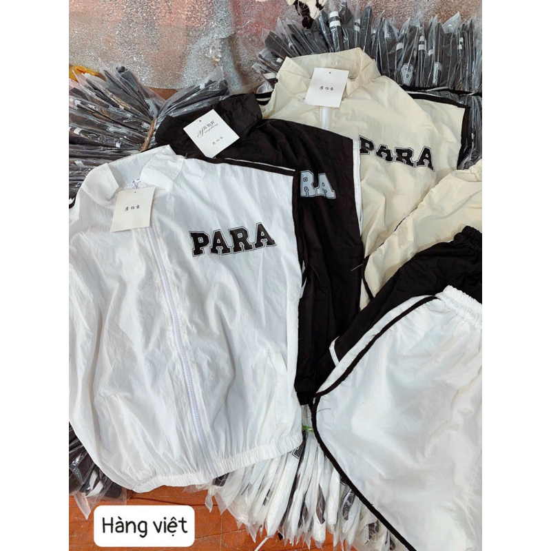 SET BỘ THỂ THAO CỘC ĐÙI CHẤT GIÓ LỤA CHỮ PARA SIÊU ĐẸP