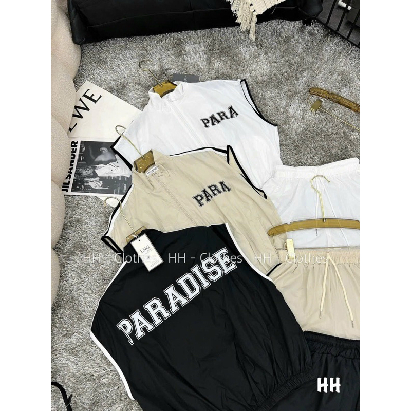 SET BỘ THỂ THAO CỘC ĐÙI CHẤT GIÓ LỤA CHỮ PARA SIÊU ĐẸP