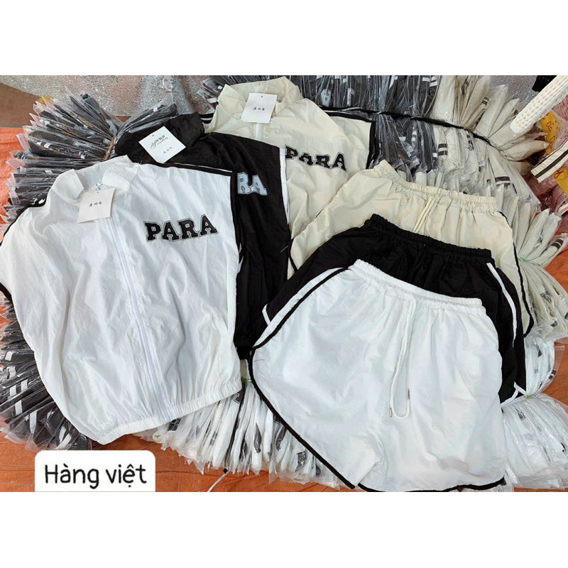 SET BỘ THỂ THAO CỘC ĐÙI CHẤT GIÓ LỤA CHỮ PARA SIÊU ĐẸP