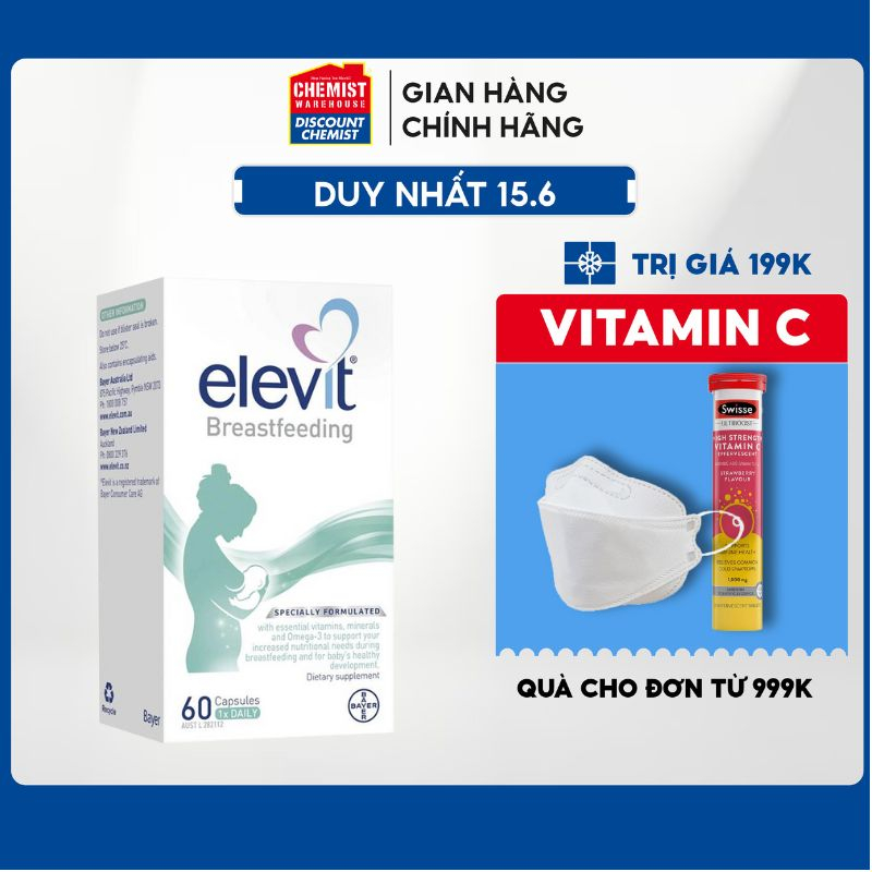 Viên uống bổ sung Elevit sau sinh cho mẹ bầu Bayer Elevit Breastfeeding 60 viên của Úc