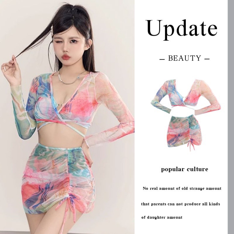 Set bikini 4 món hồng pastel hàng sẵn cho mùa hè rực nắng