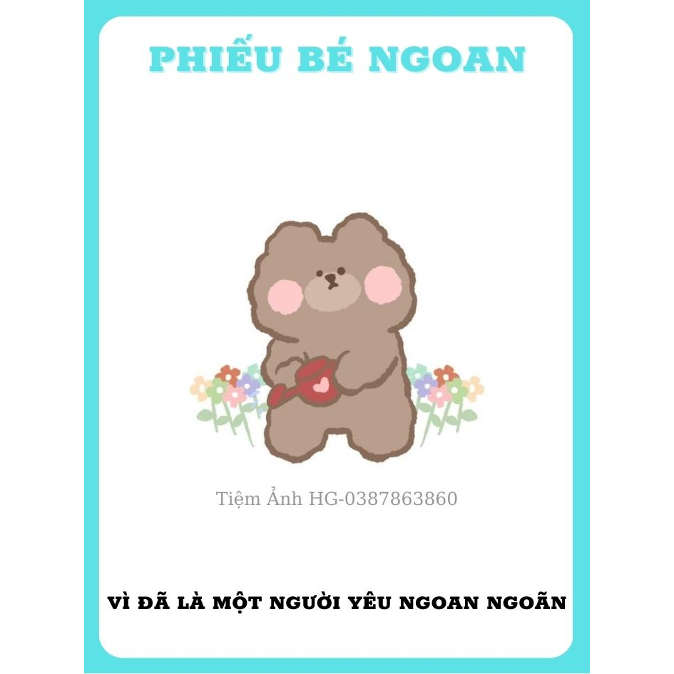 Set 5 Phiếu Bé Ngoan Hình Gấu Siêu Xinh Tặng Người Yêu
