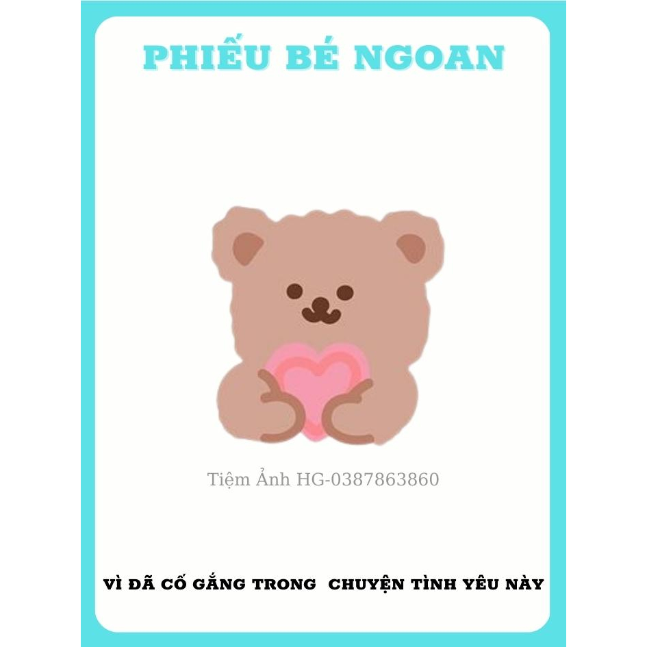 Set 5 Phiếu Bé Ngoan Hình Gấu Siêu Xinh Tặng Người Yêu