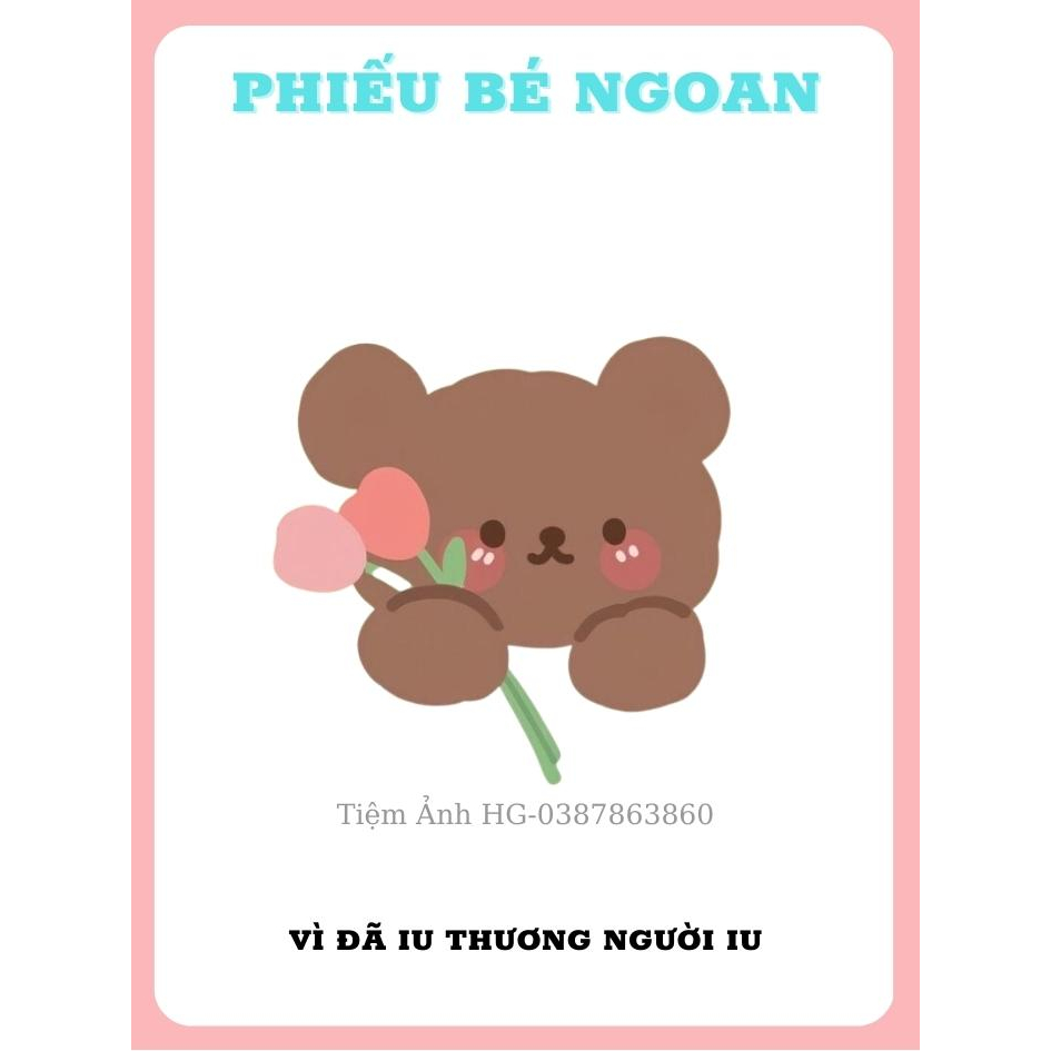 Set 5 Phiếu Bé Ngoan Hình Gấu Siêu Xinh Tặng Người Yêu