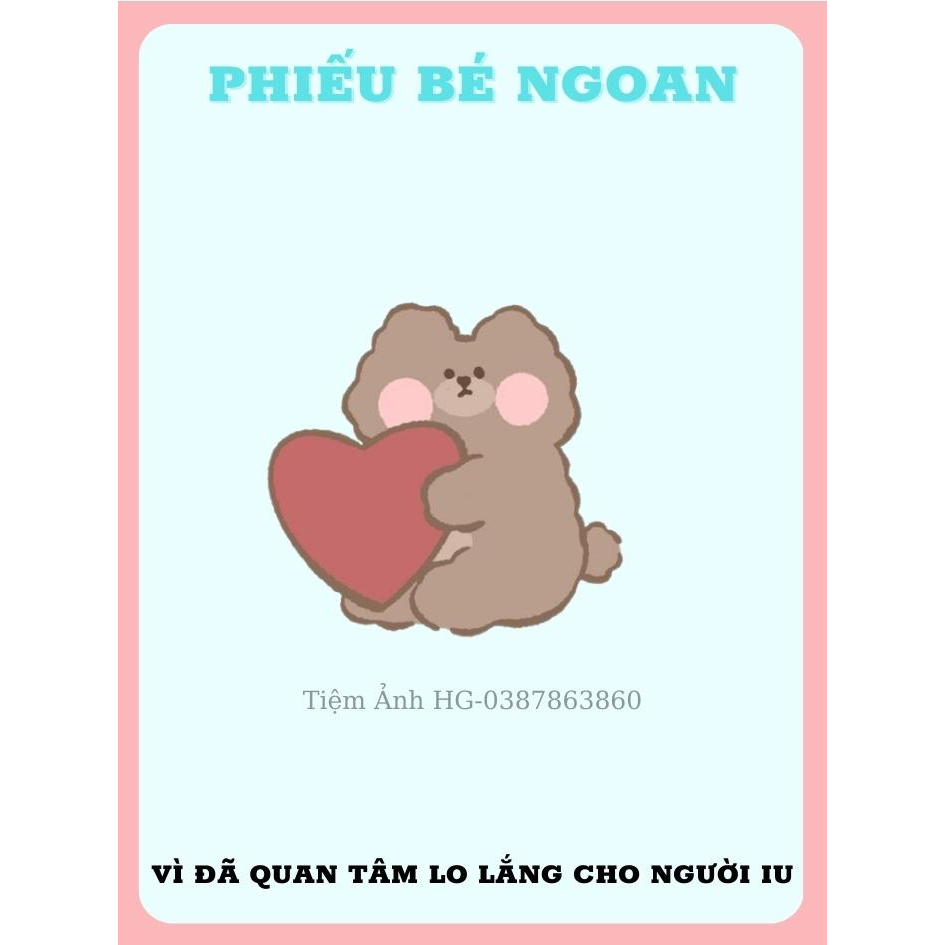 Set 5 Phiếu Bé Ngoan Hình Gấu Siêu Xinh Tặng Người Yêu