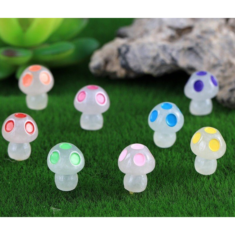 Đồ chơi cho bé nấm dạ quang phát sáng trang trí tiểu cảnh