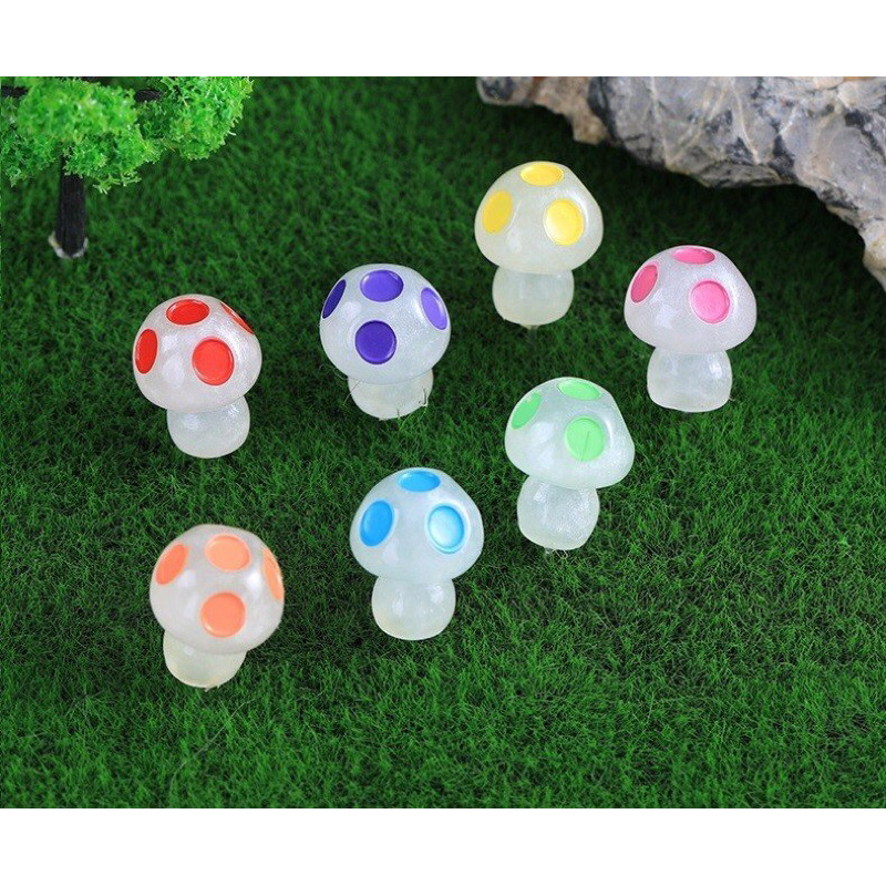 Đồ chơi cho bé nấm dạ quang phát sáng trang trí tiểu cảnh