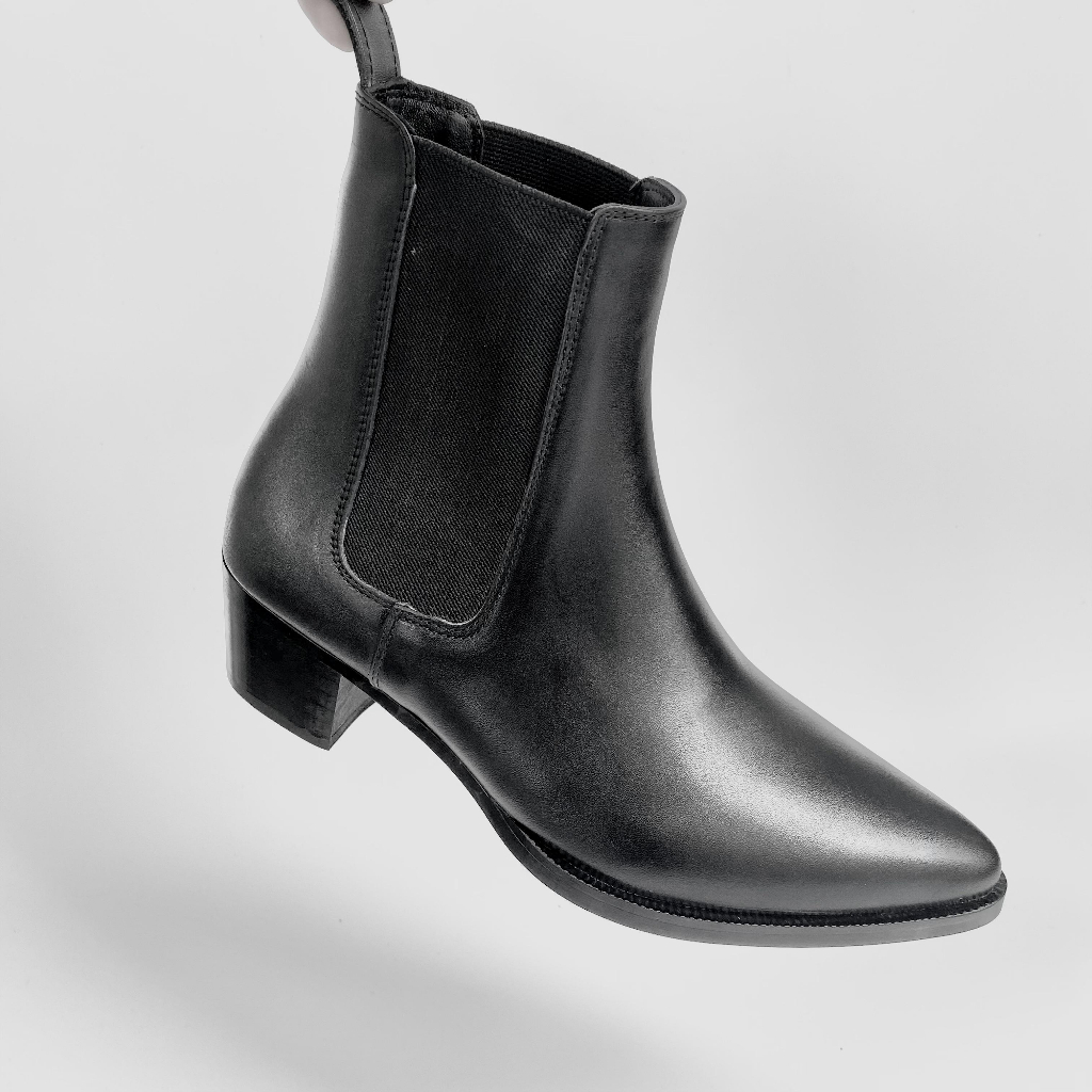 Giày Chelsea Boots Da Bò Nguyên Tấm Nhập Khẩu Đế Gỗ Cao 5cm