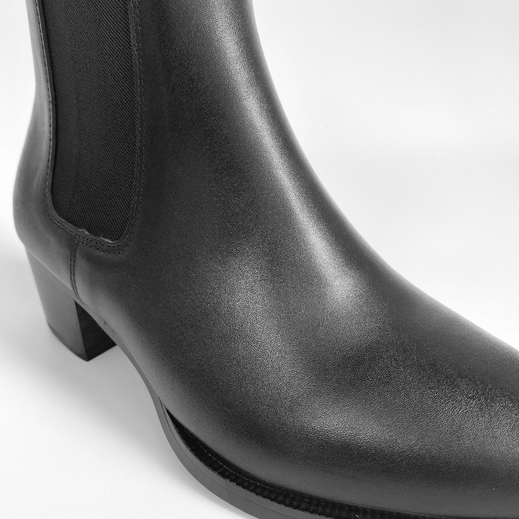 Giày Chelsea Boots Da Bò Nguyên Tấm Nhập Khẩu Đế Gỗ Cao 5cm