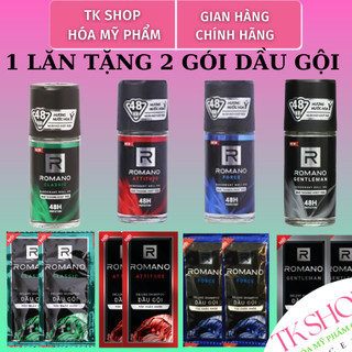 LĂN KHỬ MÙI ROMANO HƯƠNG CLASSIC - FORCE -  ATTITUDE - GENTLEMAN 50ml TẶNG 2 GÓI DẦU GỘI
