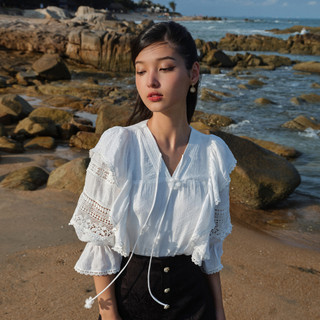 DARLING.ISM - Áo kiểu nữ tay phối ren Zoé shirt vải cotton