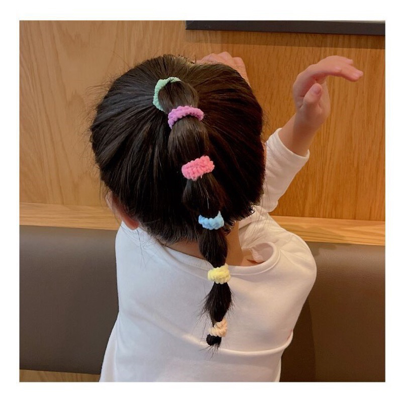 Hộp 100 Chun Buộc Tóc Kiểu Kẹo Bông Dễ Thương Cho Bé