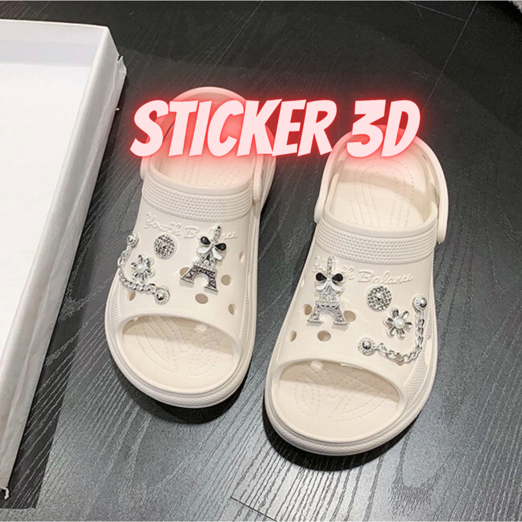 Sticker 3D Gắn Dép Cross Hình Tháp Siêu Xinh, Phụ Kiện Charm Dép Crocs