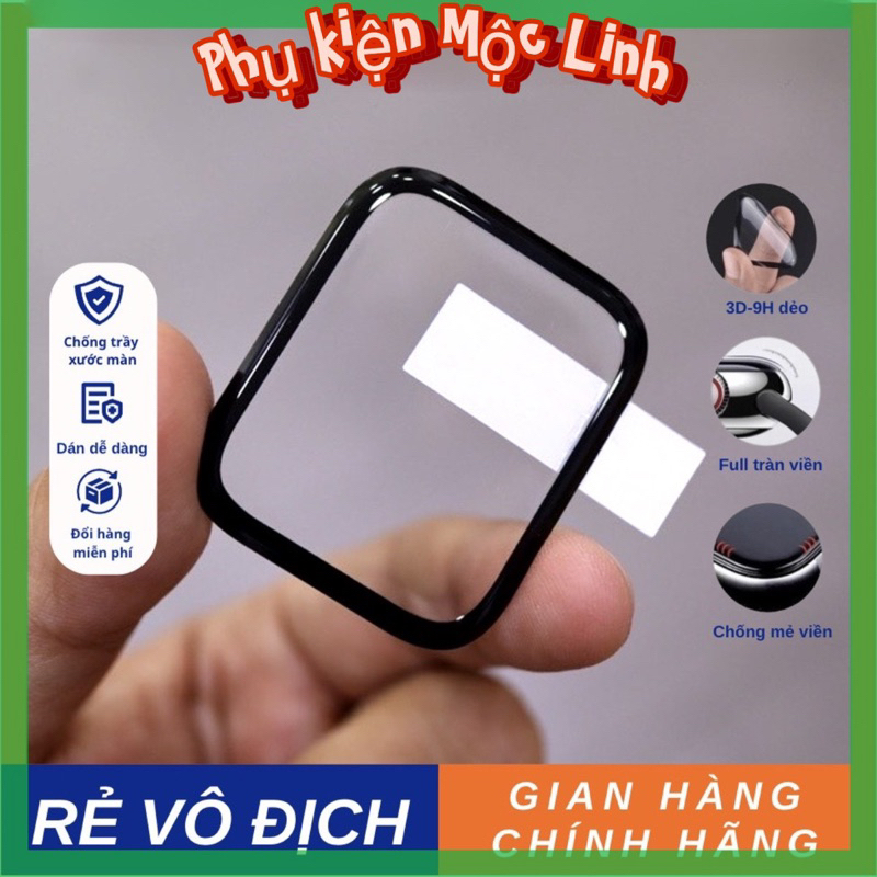Cường lực 3D full màn cho đồng hồ thông minh Series 1 2 3 4 5 6 7 8 SE size 38 40 41 42 44 45 49 mm Apple Watch