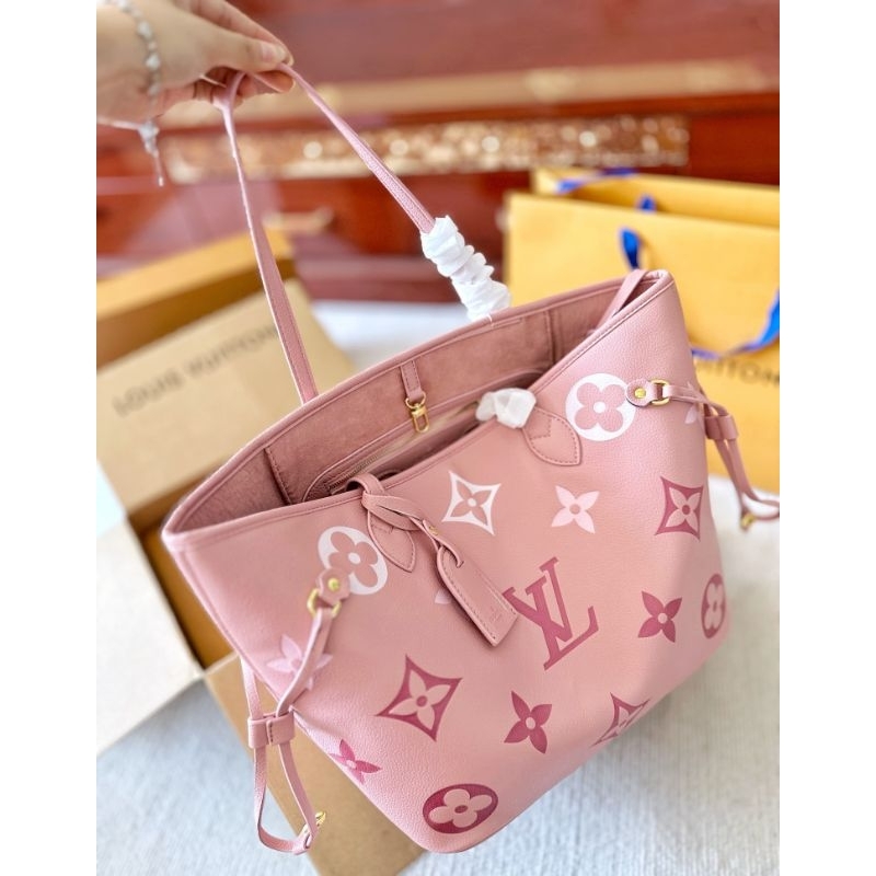 Túi xách nữ LV Neverfull da bò dập nổi hiệu ứng chuyển màu mới cực đẹp