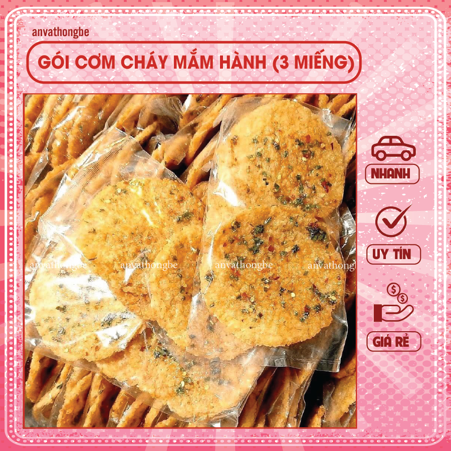 Cơm cháy chiên mắm hành (gói 3 miếng)