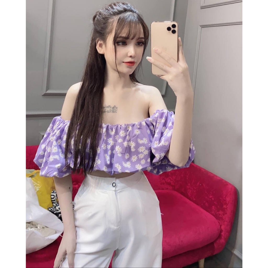 Áo Voan Trễ Vai Hoa Cúc