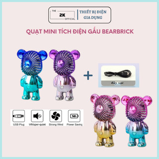 Quạt mini cầm tay để bàn cute - Quạt mini gấu bearbrick