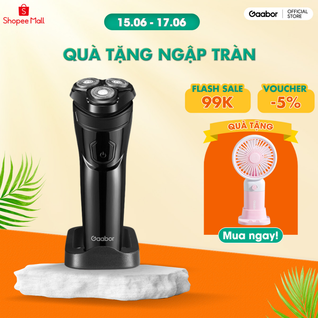 Máy cạo râu 3 lưỡi dao GAABOR GESR-M01A đa năng 2in1, thân máy chống nước sạc USB - Hàng chính hãng
