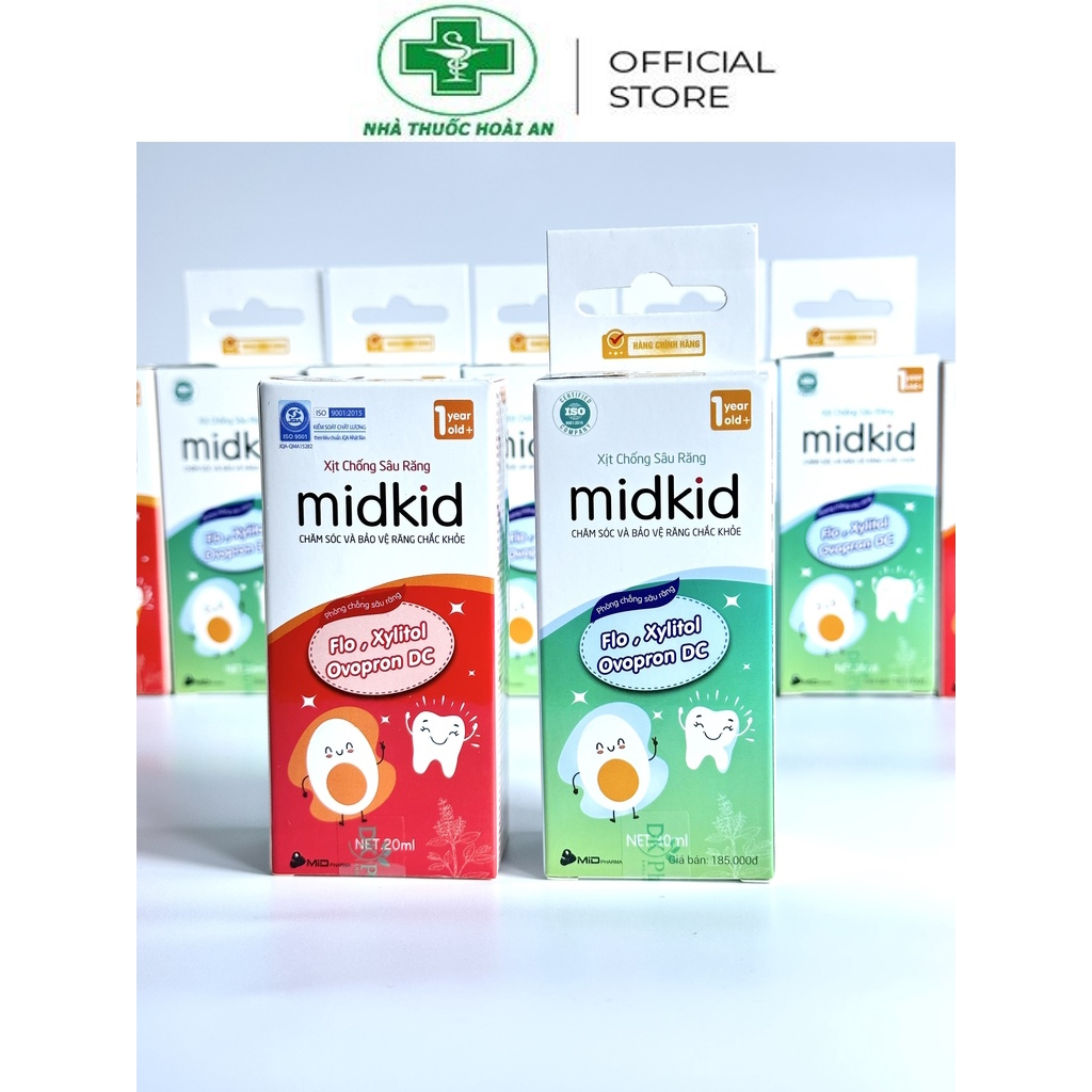 Xịt chống sâu răng Midkid vị nho và táo cho trẻ trên 1 tuổi, xịt Midkid an toàn, bảo vệ răng miệng cho bé