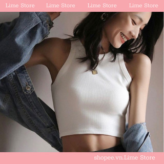 Áo croptop ba lỗ sát nách, áo tank top cổ tròn