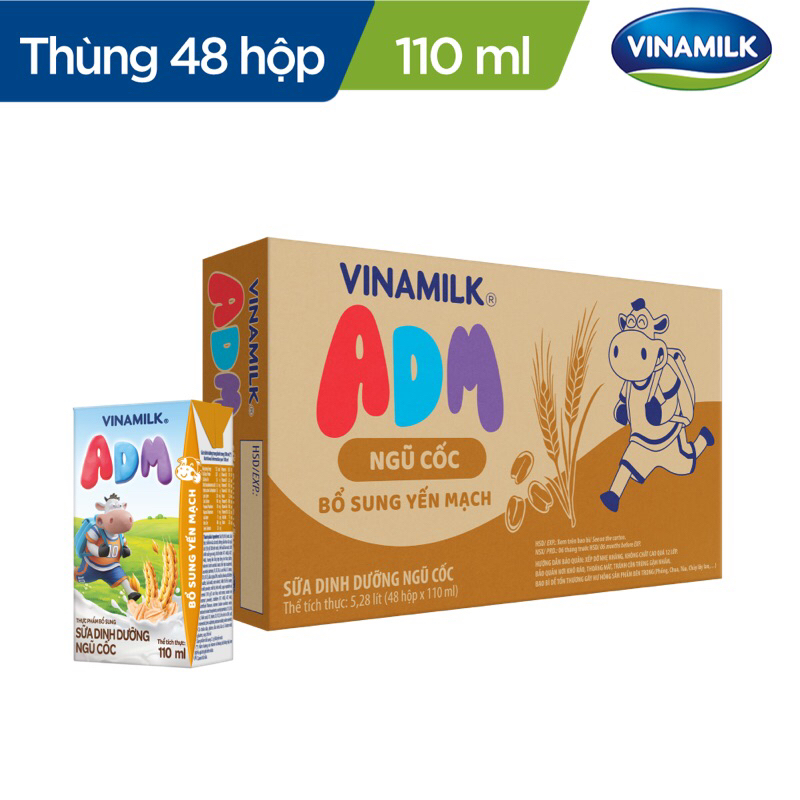 Sữa Vinamilk ADM ngũ cốc yến mạch thùng 48 hộp 110ml