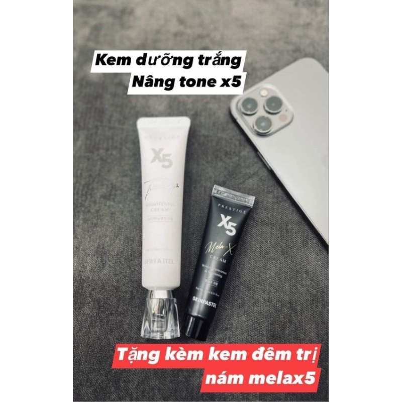 Sét kem dưỡng X5 tặng kèm tuýt kem nám Skinpastel