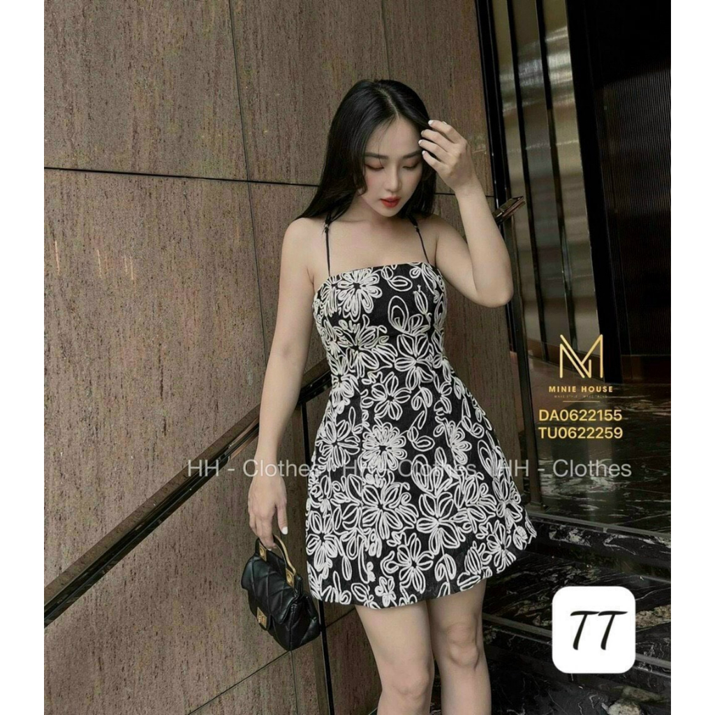 Váy 2 dây nữ dáng ngắn váy ren hoa nổi đan dây lưng phong cách trẻ trung cá tính sexy quyến rũ thiết kế mới 2023