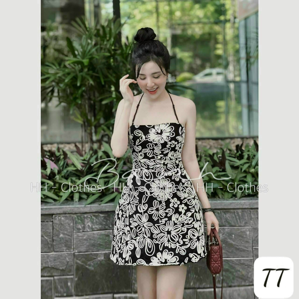 Váy 2 dây nữ dáng ngắn váy ren hoa nổi đan dây lưng phong cách trẻ trung cá tính sexy quyến rũ thiết kế mới 2023