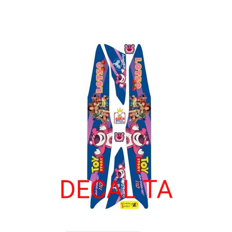 Tem xe WAVE 110 mẫu GẤU DÂU mới trm chống phai màu