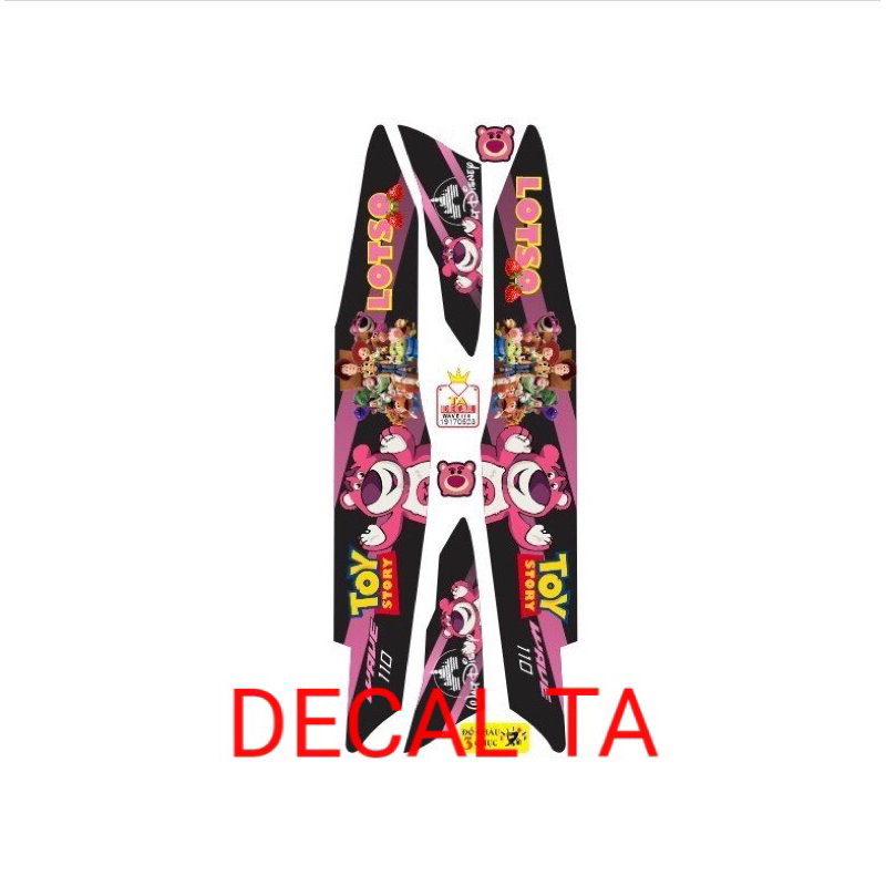 Tem xe WAVE 110 mẫu GẤU DÂU mới trm chống phai màu