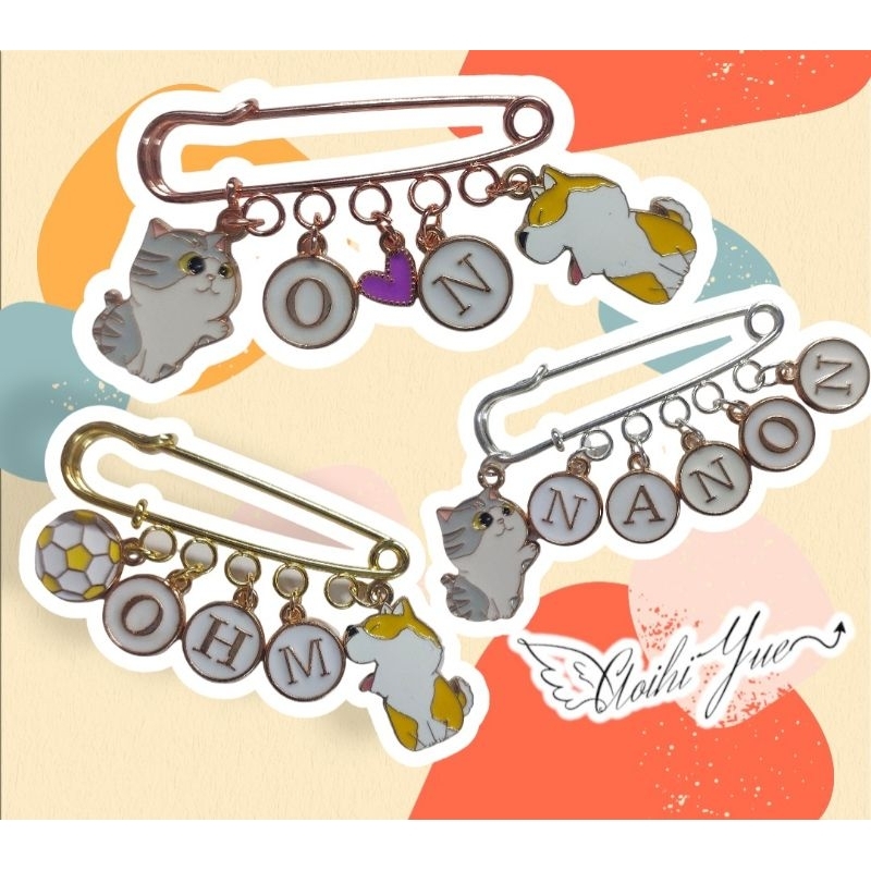 Ghim cài áo, kim cài ba lô, túi xách OhmNanon, Ohm, Nanon charm cún và mèo