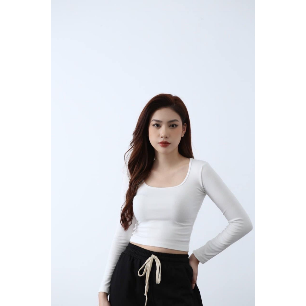 [Mã TOPS06 giảm đến 10k đơn 99k] Áo Thun Croptop Nữ Cổ Vuông Ngắn Tay - Dài Tay Dáng Ôm Chất Liệu Cotton 100% | BigBuy360 - bigbuy360.vn